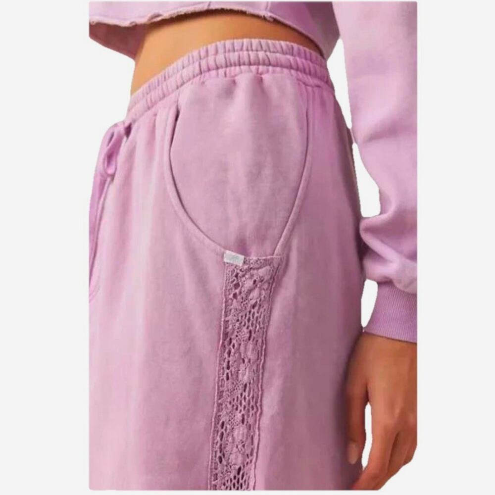 Urban Outfitters Sweatpants XS Baggy Super Soft Purple Jayden Lace Inset Retro